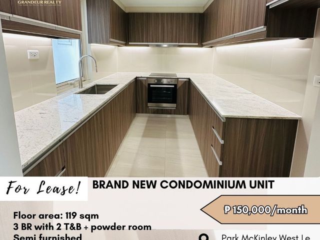 FOR LEASE: Brand New Unit located at Park McKinley West Le Grand Ave. Taguig