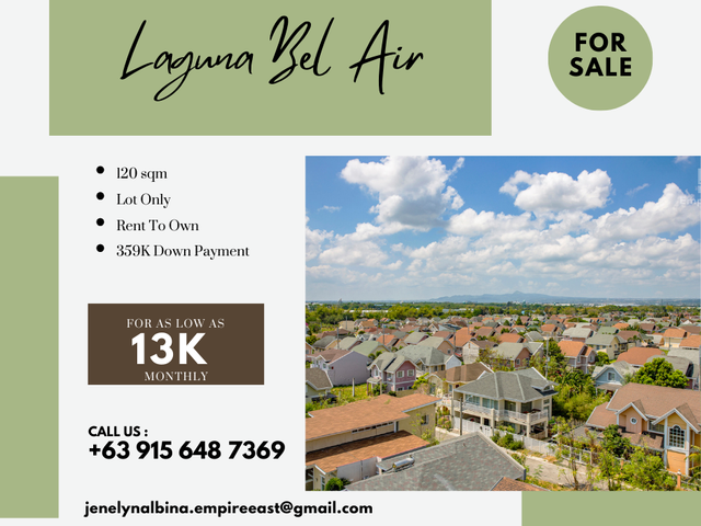 369K DP in Sta Rosa Laguna Lot For Sale 13K Monthly Laguna Bel Air