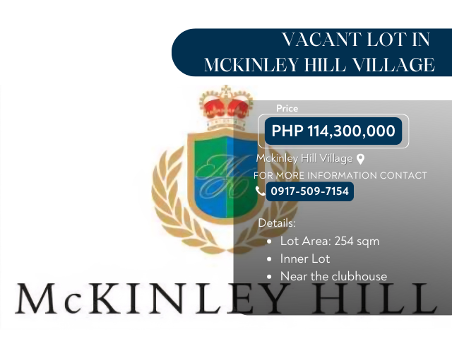 Prime Inner Lot for Sale in Mckinley Hill Village Fort Bonifacio Taguig