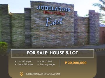 For Sale: House & Lot located at Jubilation East Biñan, Laguna