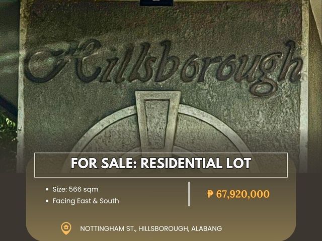For Sale: Residential Lot located at Nottingham St.Hillsborough, Alabang Muntinlupa City