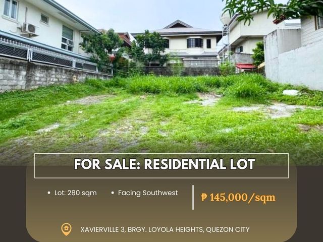 FOR SALE Residential Vacant Lot located at Xavierville 3, Brgy. Loyola Heights, Quezon City