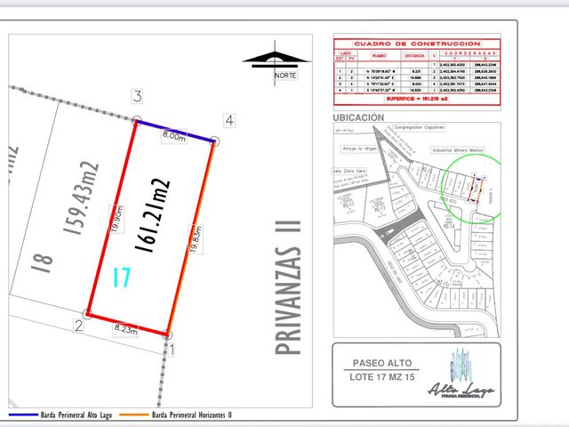 VENTA TERRENO ALTO LAGO 161 M2 $2,144,093