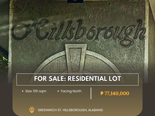 For Sale: Residential Lot located at Greenwich St. Hillsborough, Alabang Muntinlupa City