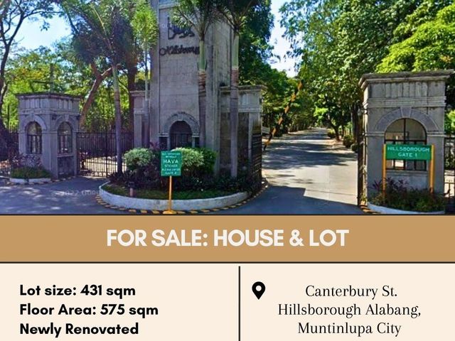 FOR SALE:  House and Lot located at Canterbury St. Hillsborough Alabang