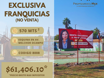 TERRENO EN RENTA – AV. MELCHOR OCAMPO, LÁZARO CÁRDENAS, MICHOACÁN