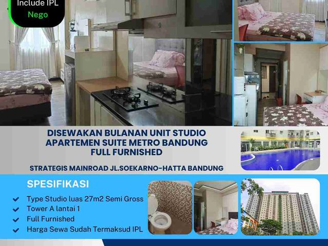 Disewakan Bulanan Unit Studio
Apartemen Suite Metro Bandung
Full Furnished

Strategis Mainroad jl.Soekarno-Hatta Bandung.