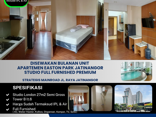 Disewakan Bulanan Unit 
Apartemen Easton Park Jatinangor
Studio Full Furnished Hadap Selatan

Strategis Mainroad Jl. Raya Jatinangor