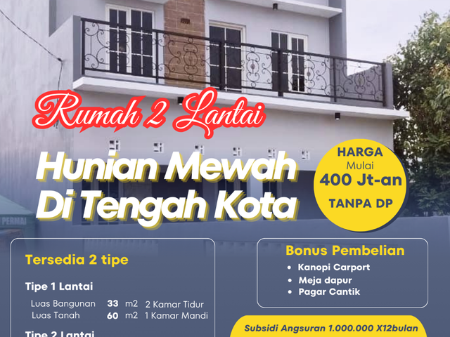 Dijual Rumah Subsidi 2 Lantai Tanpa DP di Sidoarjo