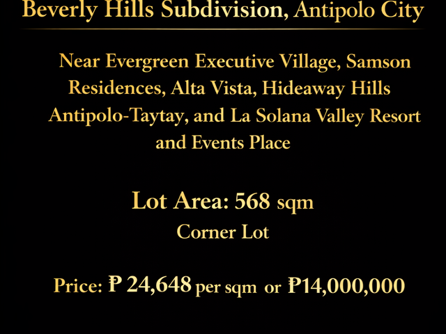 For Sale: Corner Vacant Lot in Beverly Hills Subdivision, Antipolo City