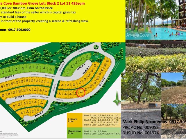 Residential Lot for sale in Anvaya Cove Morong Bataan- Rush Sale!!