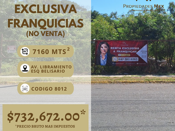 Terreno estratégico de 7,160 m² ubicado en Av. Libramiento esquina Belisario,