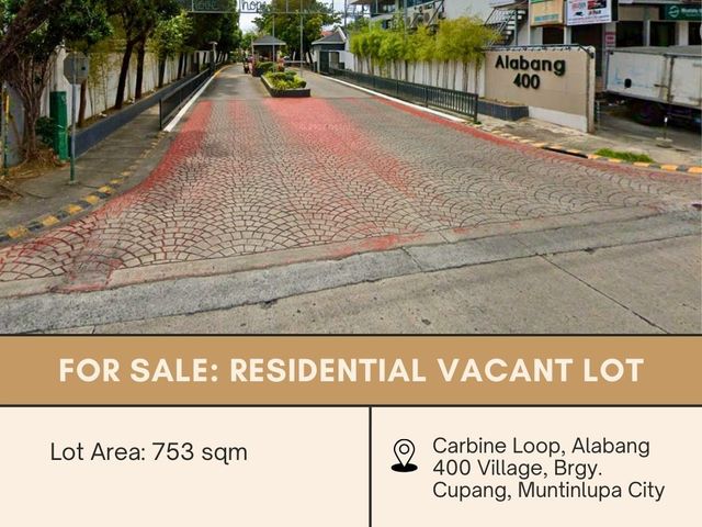 FOR SALE Residential Vacant Lot located at Carbine Loop, Alabang 400 Village, Brgy. Cupang, Muntinlupa City