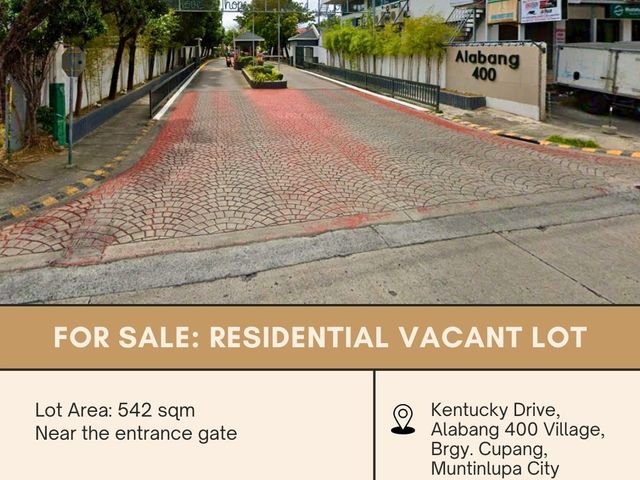 FOR SALE Residential Vacant Lot located at Kentucky Drive, Alabang 400 Village, Brgy. Cupang, Muntinlupa City