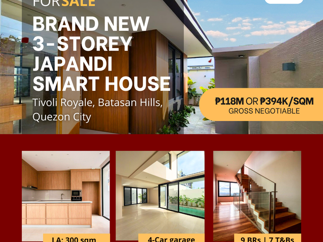FOR SALE Brand New 3-Storey Japandi Smart House in Tivoli Royale, Batasan Hills, Quezon City