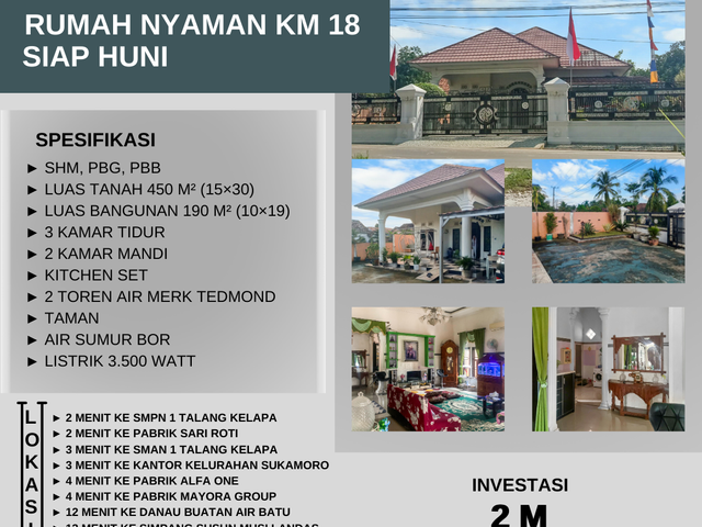 DI JUAL RUMAH NYAMAN KM 18 SIAP HUNI AREA BANYUASIN