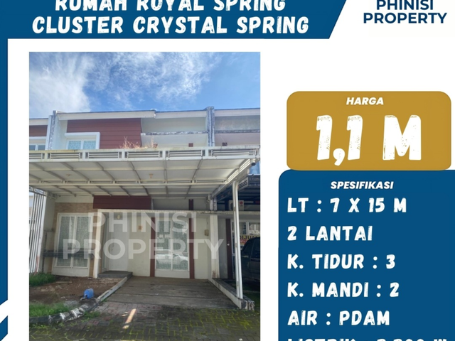 DIJUAL RUMAH 2 LANTAI  📍 Royal Spring – Cluster Crystal Spring