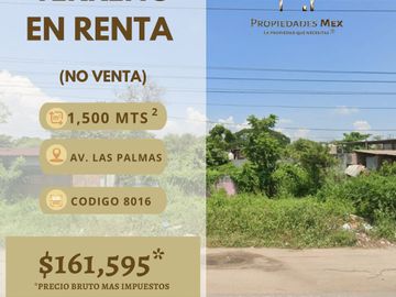 ✨ Terreno en renta Av. Lázaro Cárdenas- La Mira✨