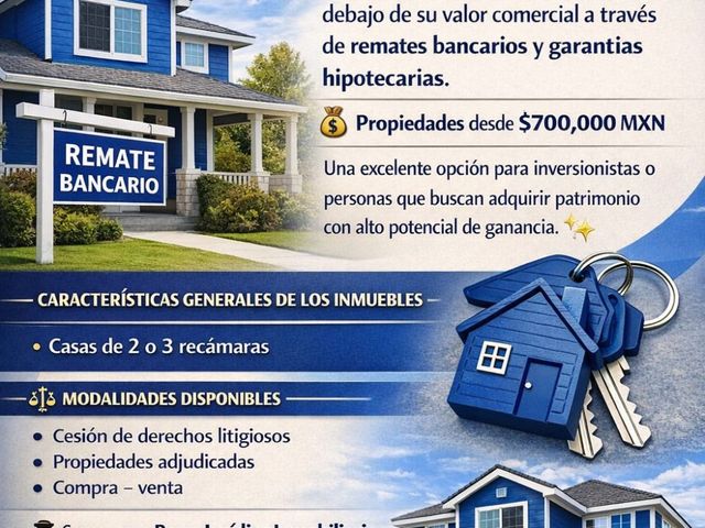 CASAS EN VENTA REAL DE SAN FRANCISCO, REMATE BANCARIO, DESDE $ 700,000.00 MX
