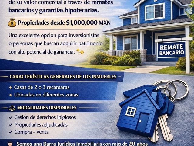 CASA EN VENTA PASEOS DEL FLORIDO, REMATE BANCARIO, DESDE $700,0000.00 MX.