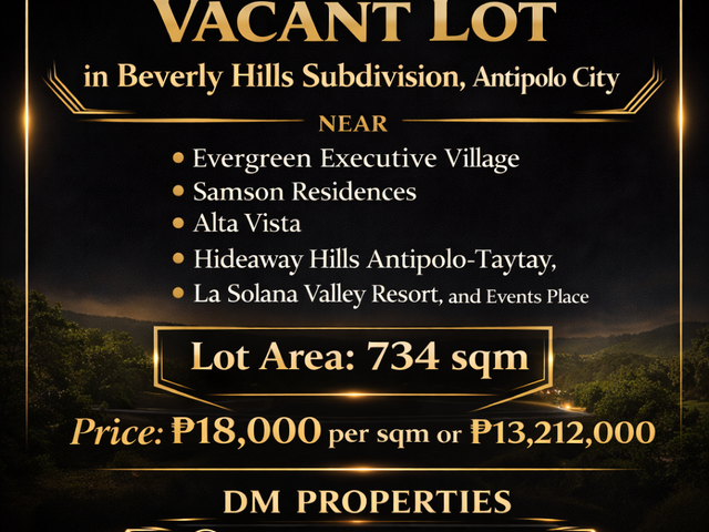 For Sale: Vacant Lot in Beverly Hills Subdivision, Antipolo City