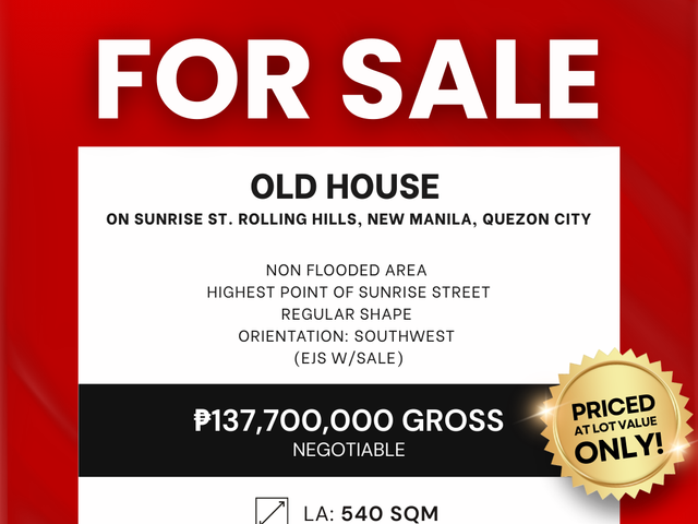 FOR SALE Old House on Sunrise St., Rolling Hills New Manila Quezon City