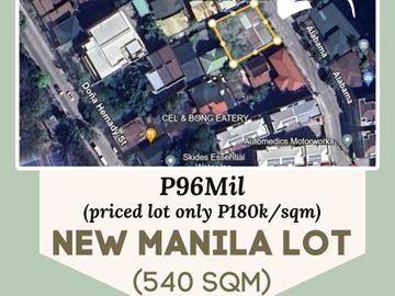 Rare New Manila Lot (540 sqm) for sale - Alabama St. near Woodside Homes
