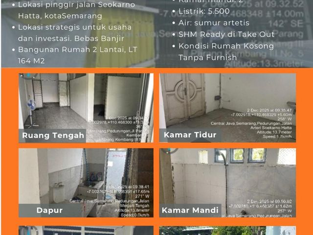 DIJUAL TANAH BESERTA BANGUNAN DEKAT JALAN RAYA
