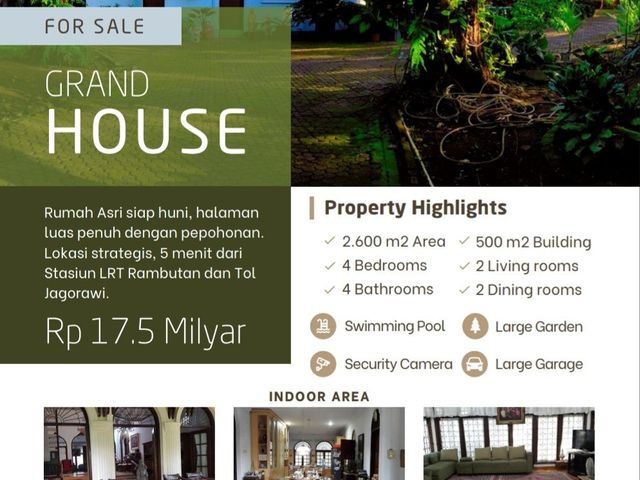 Jual Cepat Rumah Luas 2600 Ciracas dekat TMII Jaktim