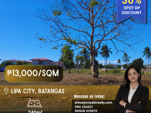 3.3M 240sqm Residential Lot For Sale in Latag Lipa City Batangas LSS