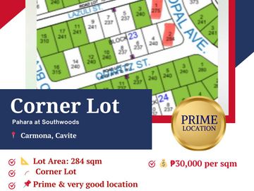 FOR SALE: Corner Lot at Pahara, Southwoods | ₱30K/sqm | 284 sqm