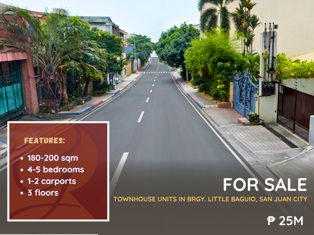 For Sale: Townhouse Units on Jose Abad Santos Brgy. Little Baguio San Juan City