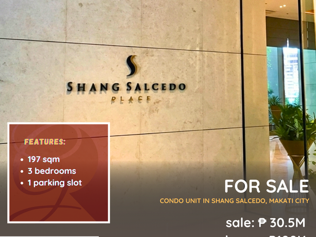 For Sale/Lease: Condo Unit located at Shang Salcedo, Makati