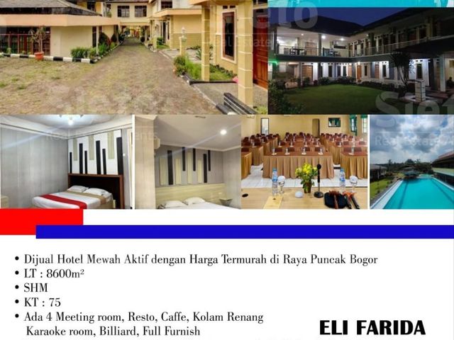 Dijual Hotel aktif di Raya Puncak Bogor