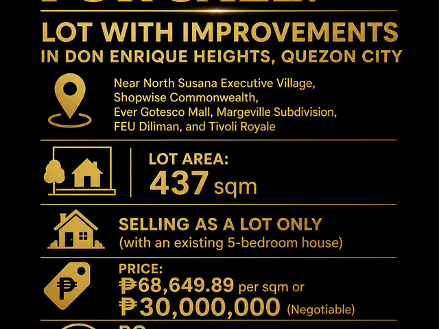 For Sale: Lot with Improvements in Don Enrique Heights, Quezon City