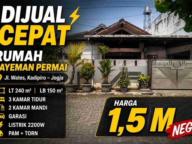 SEGERA! RUMAH PERUM BAYEMAN PERMAI – JL WATES STRATEGIS HARGA 1.5M