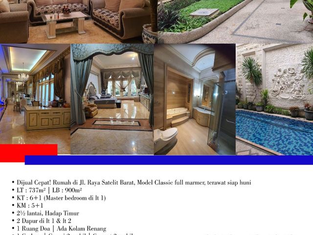 Dijual Cepat! Rumah di Jl. Raya Satelit Barat, Model Classic full marmer, terawat siap huni