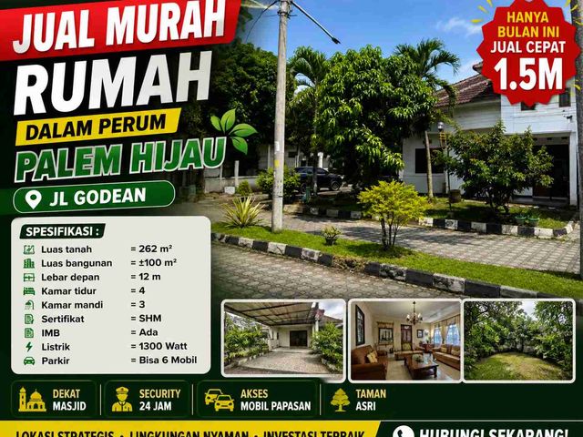 🔥 JUAL MURAH! Rumah Luas dalam Perum Palem Hijau – JL Godean 🔥