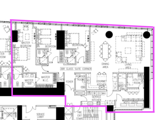Ultra-luxury 3BR Glass Suite with 3 Parking Slot in Park Central Towers for Sale