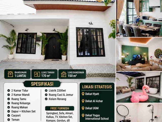 Villa Cantik Full Furnished + Kolam Renang Dekat Hyatt & UGM Sleman Jogja