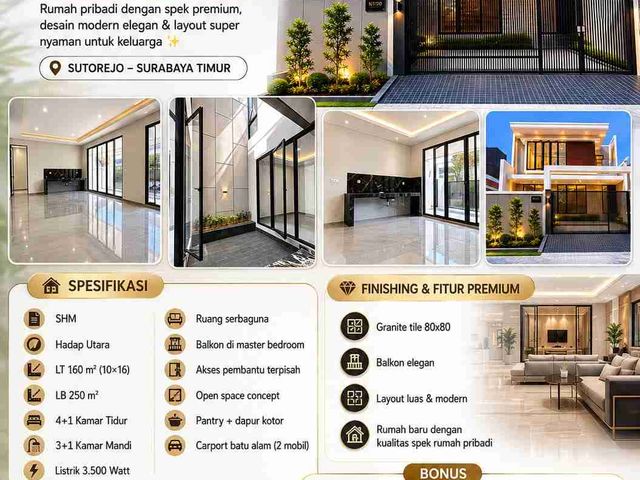 🔥 DIJUAL RUMAH BARU MEWAH – BOULEVARD SUTOREJO UTARA 🔥
