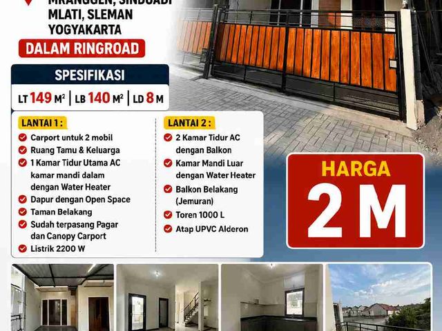 DIJUAL RUMAH BARU DALAM CLUSTER 
Mranggen, Sinduadi, Mlati, Sleman – Yogyakarta
 Dalam Ringroad | Lokasi Strategis | Siap Huni