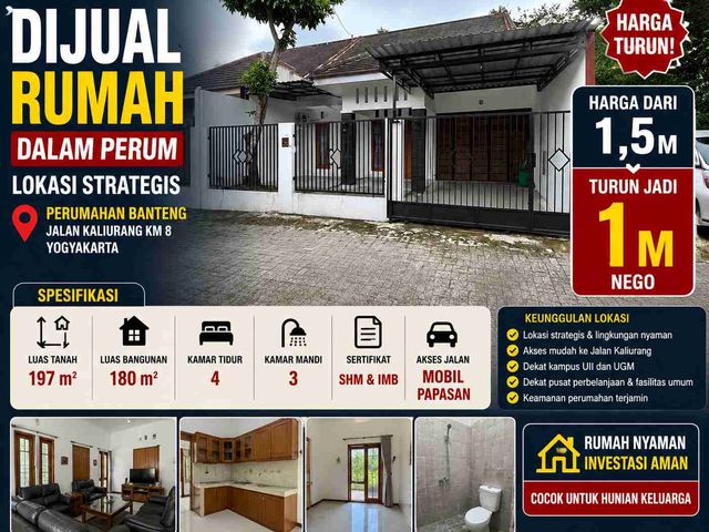 Jual Rumah Dalam Perumahan Banteng Jalan Kaliurang Km 8 Yogyakarta