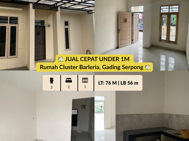 🏡 JUAL CEPAT UNDER 1M – Rumah Cluster Barleria, Gading Serpong 🏡
