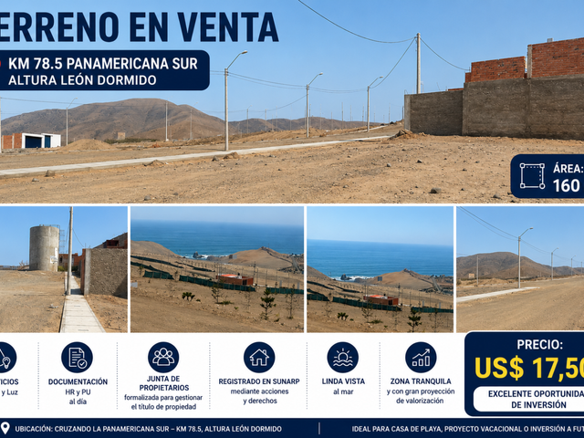 🌅 VENDO TERRENO FRENTE A LEÓN DORMIDO – KM 78.5 🌊