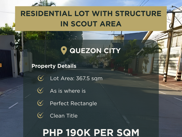 Rare Redevelopment Lot in Scout Area - 367.5 sqm Lot with Old Structure for Sale