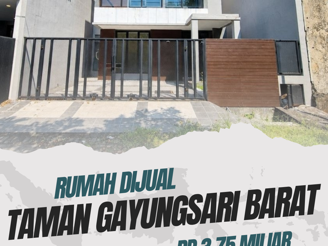 Rumah Baru Gress Taman Gayungsari Barat*Carport 2 Mobil Hadap Utara