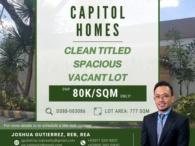 FOR SALE: Clean Titled Vacant Lot in Capitol Homes, Quezon City