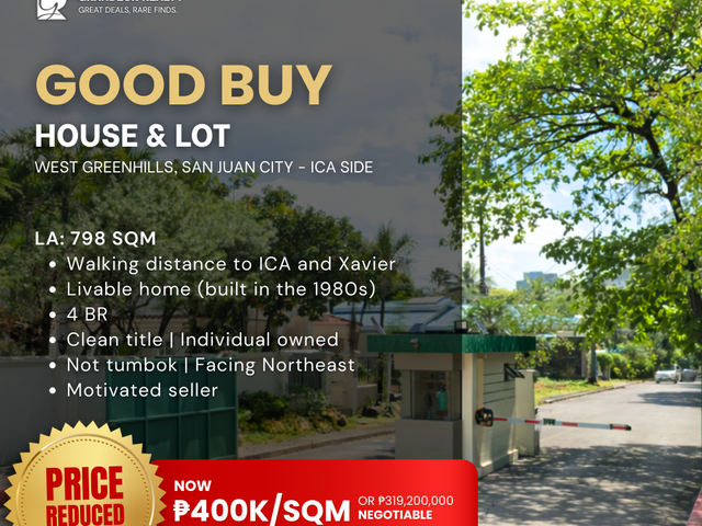 For Sale: House & Lot in West Greenhills San Juan City
