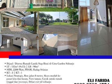 Dijual / Disewa Rumah Cantik Siap Huni di Citra Garden Sidoarjo